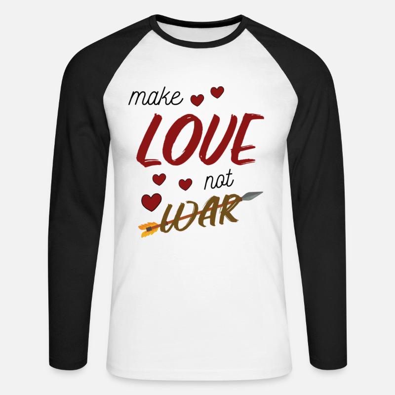 Make Love not War - Unisex Baseballshirt langarm - Weiß/Schwarz