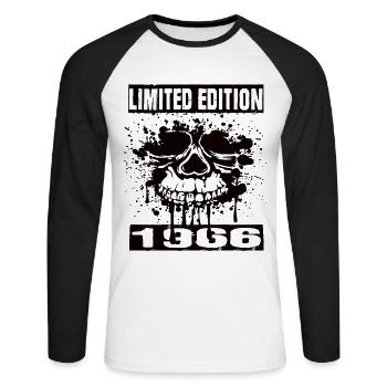 Édition limitée 1966 - T-shirt baseball manches longues Homme - blanc/noir - Devant - Nik (191cm)