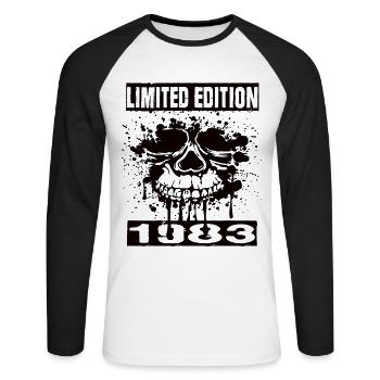 Édition limitée 1983 - T-shirt baseball manches longues Homme - blanc/noir - Devant - Nik (191cm)