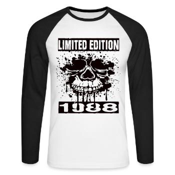 Édition limitée 1988 - T-shirt baseball manches longues Homme - blanc/noir - Devant - Nik (191cm)