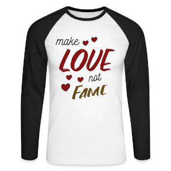 Make Love not Fame - Unisex Long Sleeve Baseball T-Shirt - white/black - Front - Nik (191cm)