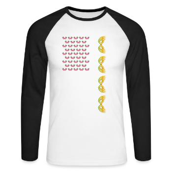 American Carnival Masquerade Mardi Gras - Unisex Long Sleeve Baseball T-Shirt - white/black - Front - Nik (191cm)