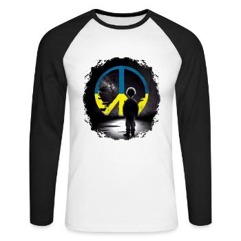 Peace Logo I stand with Ukraine Peace not War - Unisex Long Sleeve Baseball T-Shirt - white/black - Front - Nik (191cm)