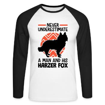 Harzer Fuchs nicht unterschätzen Hütehund - Unisex Baseballshirt langarm - Weiß/Schwarz - Vorne - Nik (191cm)