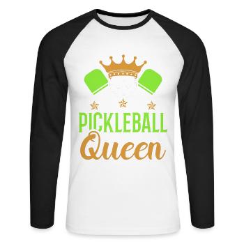 Pickleball Queen Paddle Sports Game Player - Unisex Long Sleeve Baseball T-Shirt - white/black - Front - Nik (191cm)
