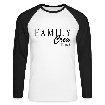 Équipage familial papa - T-shirt baseball manches longues Homme - blanc/noir - Devant - Nik (191cm)