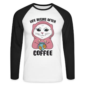 White Main Coon Cat Cat Outfit for - Unisex Long Sleeve Baseball T-Shirt - white/black - Front - Nik (191cm)