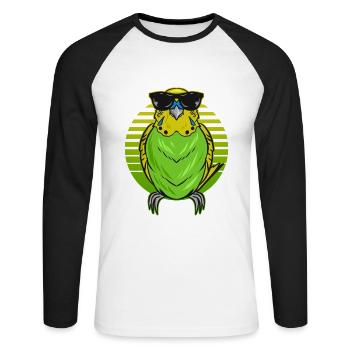 Amoureux de Budgerigar | Cadeaux d’oiseaux de compagnie - T-shirt baseball manches longues Homme - blanc/noir - Devant - Nik (191cm)