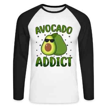 Avocado Addict vegan - T-shirt baseball manches longues Homme - blanc/noir - Devant - Nik (191cm)