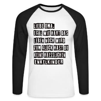 Beste Oma Oma Und Opa Oma Enkelkinder - Unisex Baseballshirt langarm - Weiß/Schwarz - Vorne - Nik (191cm)