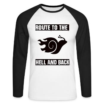 Route To The Hell And Back Tuning Turbocharger - Unisex Long Sleeve Baseball T-Shirt - white/black - Front - Nik (191cm)