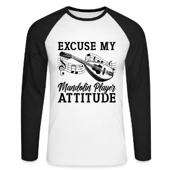Excusez ma mandoline musique country Mandoline Mandoline - T-shirt baseball manches longues Homme - blanc/noir - Devant - Nik (191cm)