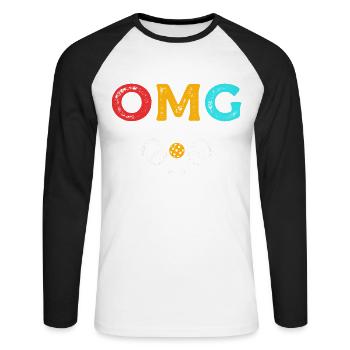 Omg One More Game Paddle Sports Pickleball - Unisex Long Sleeve Baseball T-Shirt - white/black - Front - Nik (191cm)