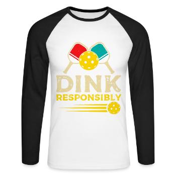 Dink Responsibly Paddle Sports Pickleball - Unisex Long Sleeve Baseball T-Shirt - white/black - Front - Nik (191cm)