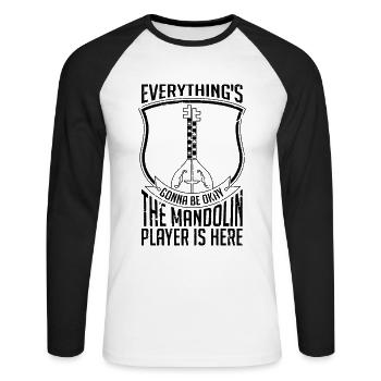 Everything's Gonna Be Folk Music Mandolin Player - Unisex Baseballshirt langarm - Weiß/Schwarz - Vorne - Nik (191cm)
