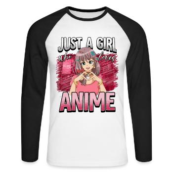 Anime Otaku Weeb - Unisex Long Sleeve Baseball T-Shirt - white/black - Front - Nik (191cm)