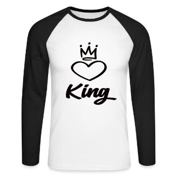 King - Unisex Baseballshirt langarm - Weiß/Schwarz - Vorne - Nik (191cm)
