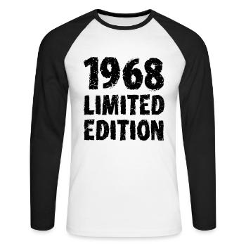 1968 Limited Edition Birthday Gift Wife Husband - Unisex Long Sleeve Baseball T-Shirt - white/black - Front - Nik (191cm)