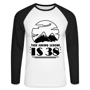 Berg Wanderer 38. Geburtstag 38 Jahre alt Geschenk - Unisex Baseballshirt langarm - Weiß/Schwarz - Vorne - Nik (191cm)