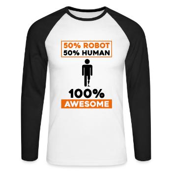 Künstliche Gliedmaßen Design für Beinprothese - Unisex Baseballshirt langarm - Weiß/Schwarz - Vorne - Nik (191cm)