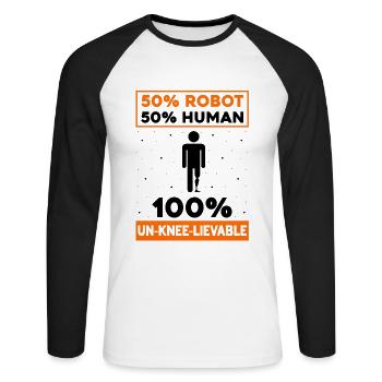 Artificial limb design for leg prosthesis - Unisex Long Sleeve Baseball T-Shirt - white/black - Front - Nik (191cm)