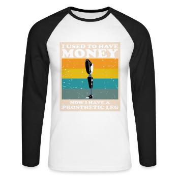 Artificial leg design for leg prostheses - Unisex Long Sleeve Baseball T-Shirt - white/black - Front - Nik (191cm)