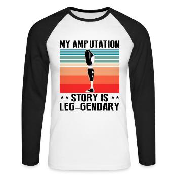Artificial leg design for leg prostheses - Unisex Long Sleeve Baseball T-Shirt - white/black - Front - Nik (191cm)