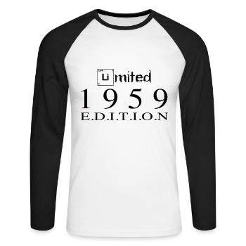 Edition limitée 1959 - T-shirt baseball manches longues Homme - blanc/noir - Devant - Nik (191cm)