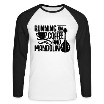 Running On Coffee And Folk Music Mandolin Player - Unisex Baseballshirt langarm - Weiß/Schwarz - Vorne - Nik (191cm)