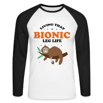 Artificial leg design for leg prostheses - Unisex Long Sleeve Baseball T-Shirt - white/black - Front - Nik (191cm)