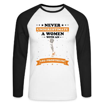 Artificial leg design for leg prostheses - Unisex Long Sleeve Baseball T-Shirt - white/black - Front - Nik (191cm)