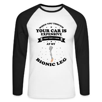 Artificial limb design for leg prosthesis - Unisex Long Sleeve Baseball T-Shirt - white/black - Front - Nik (191cm)