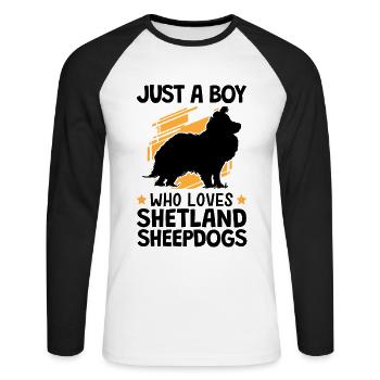 Only a boy who loves Shetland Sheepdog - Unisex Long Sleeve Baseball T-Shirt - white/black - Front - Nik (191cm)