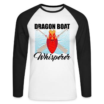 Entraîneur de bateaux-dragons pour les courses de bateaux chinois - T-shirt baseball manches longues Homme - blanc/noir - Devant - Nik (191cm)