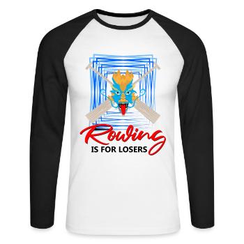 Dragon boating theme for dragon boat paddling - Unisex Long Sleeve Baseball T-Shirt - white/black - Front - Nik (191cm)