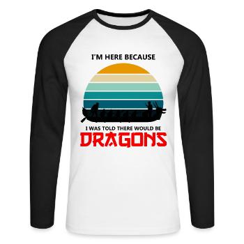 Conception de course de bateaux-dragons pour Dragon Boating - T-shirt baseball manches longues Homme - blanc/noir - Devant - Nik (191cm)