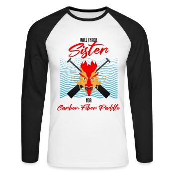 Conception de course de bateaux-dragons pour Dragon Boating - T-shirt baseball manches longues Homme - blanc/noir - Devant - Nik (191cm)
