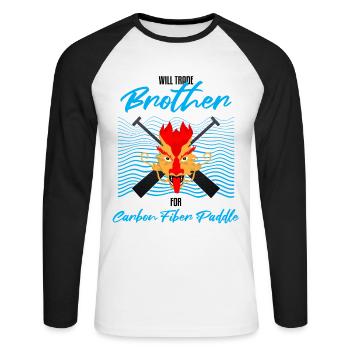 Dragon boating theme for dragon boat paddling - Unisex Long Sleeve Baseball T-Shirt - white/black - Front - Nik (191cm)