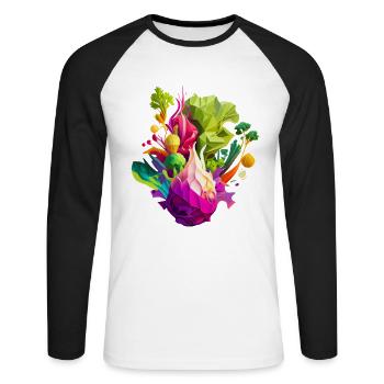 Vegetables Different Types Abstract - Unisex Long Sleeve Baseball T-Shirt - white/black - Front - Nik (191cm)