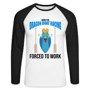 Dragon boating theme for dragon boat paddling - Unisex Long Sleeve Baseball T-Shirt - white/black - Front - Nik (191cm)