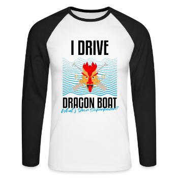 Conception de course de bateaux-dragons pour Dragon Boating - T-shirt baseball manches longues Homme - blanc/noir - Devant - Nik (191cm)