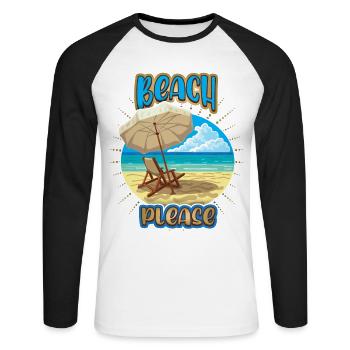 Vacances au bord de la mer, vacances, dire Plage-S’il vous plaît - T-shirt baseball manches longues Homme - blanc/noir - Devant - Nik (191cm)