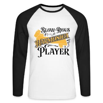 Harmonica Is A Human Right Harmonicist Mouth harp - Unisex Long Sleeve Baseball T-Shirt - white/black - Front - Nik (191cm)