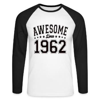 Génial Depuis 1962 Anniversaire 1962 Millésime 1962 - T-shirt baseball manches longues Homme - blanc/noir - Devant - Nik (191cm)