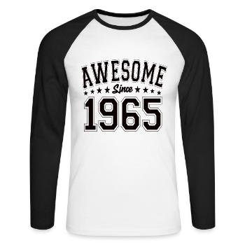 Génial Depuis 1965 Anniversaire 1965 Millésime 1965 - T-shirt baseball manches longues Homme - blanc/noir - Devant - Nik (191cm)