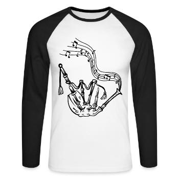 Cornemuse avec notes de musique Musicicorne Musicien Cornemuse Cornemuse - T-shirt baseball manches longues Homme - blanc/noir - Devant - Nik (191cm)