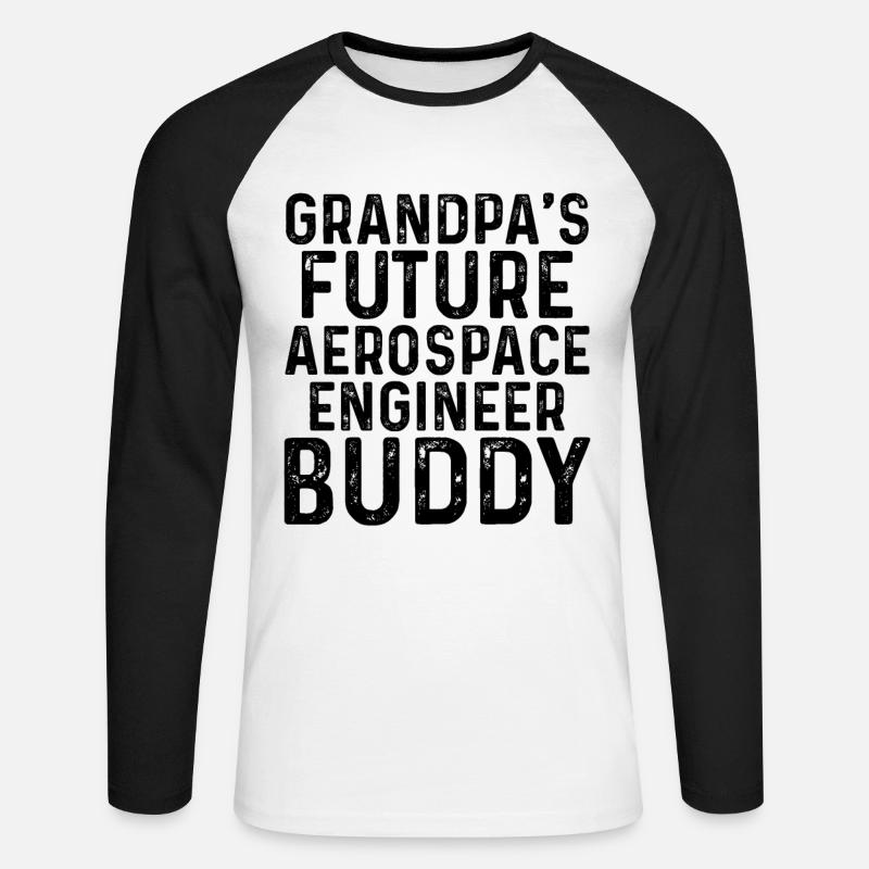 Grandpa's Future Aerospace Engineer Buddy - Unisex Baseballshirt langarm - Weiß/Schwarz