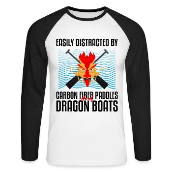 Dragon boating theme for dragon boat paddling - Unisex Long Sleeve Baseball T-Shirt - white/black - Front - Nik (191cm)