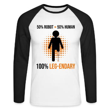Beinprothesendesign und Beinprothesen - Unisex Baseballshirt langarm - Weiß/Schwarz - Vorne - Nik (191cm)