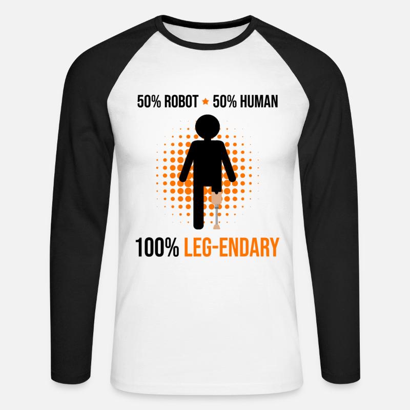 Beinprothesendesign und Beinprothesen - Unisex Baseballshirt langarm - Weiß/Schwarz
